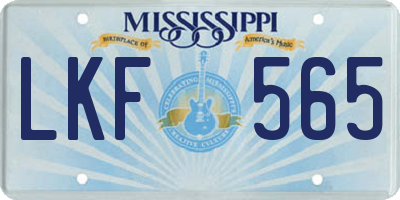 MS license plate LKF565