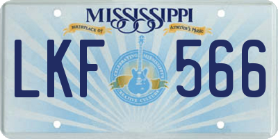 MS license plate LKF566