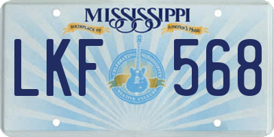MS license plate LKF568