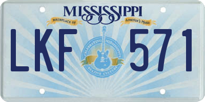 MS license plate LKF571