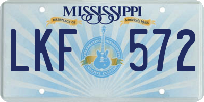 MS license plate LKF572