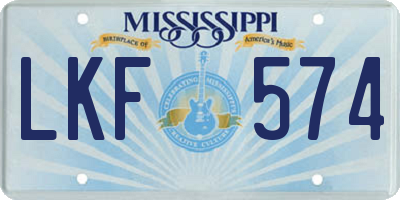 MS license plate LKF574