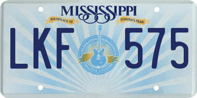 MS license plate LKF575