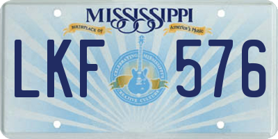 MS license plate LKF576