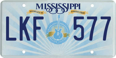 MS license plate LKF577