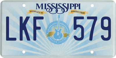 MS license plate LKF579