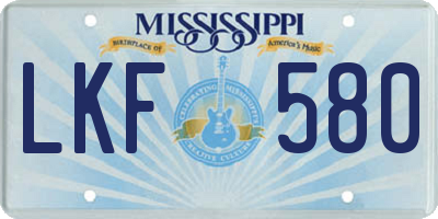 MS license plate LKF580