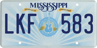MS license plate LKF583