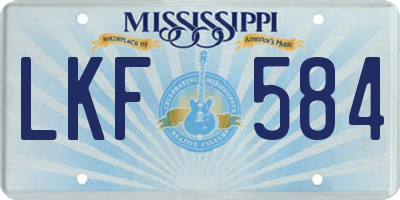 MS license plate LKF584