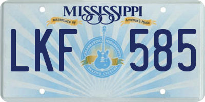 MS license plate LKF585
