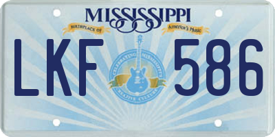 MS license plate LKF586
