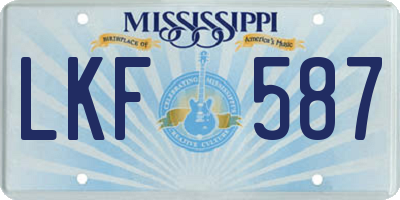 MS license plate LKF587