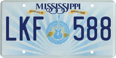 MS license plate LKF588