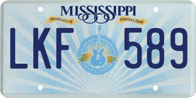 MS license plate LKF589