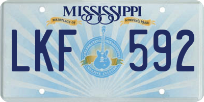 MS license plate LKF592