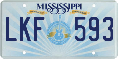 MS license plate LKF593