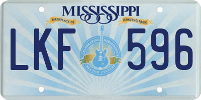 MS license plate LKF596