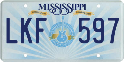 MS license plate LKF597