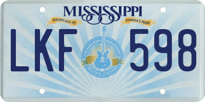 MS license plate LKF598