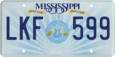 MS license plate LKF599
