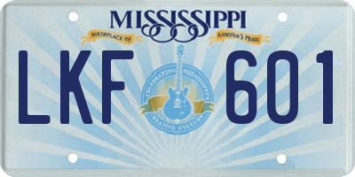 MS license plate LKF601