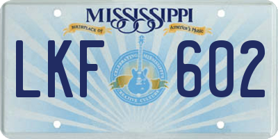 MS license plate LKF602