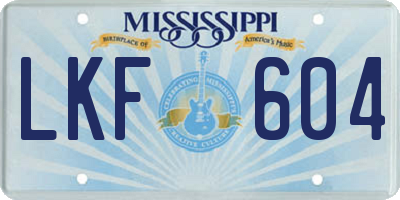 MS license plate LKF604