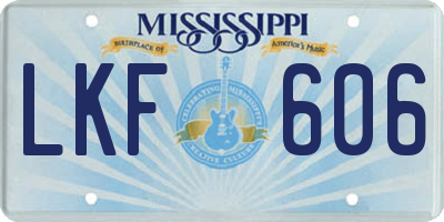 MS license plate LKF606