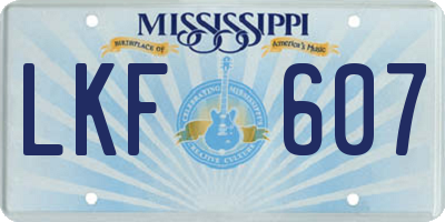MS license plate LKF607