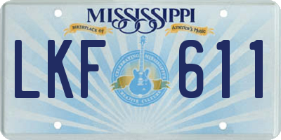 MS license plate LKF611