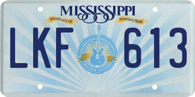 MS license plate LKF613
