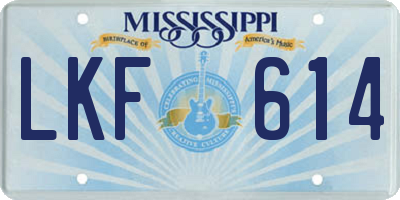 MS license plate LKF614