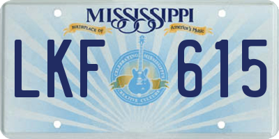 MS license plate LKF615