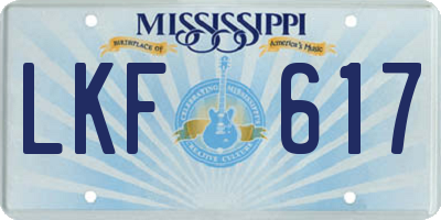 MS license plate LKF617