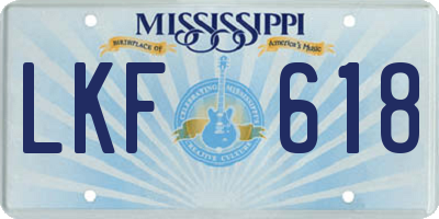 MS license plate LKF618