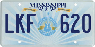 MS license plate LKF620