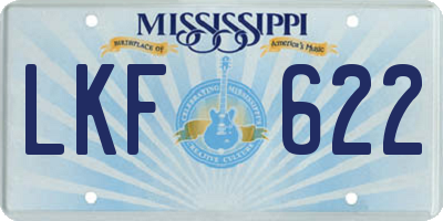 MS license plate LKF622