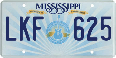 MS license plate LKF625
