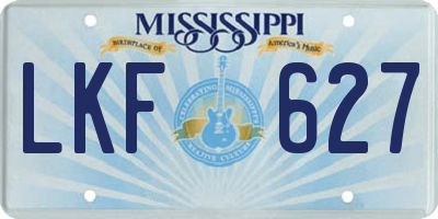 MS license plate LKF627