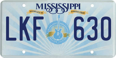 MS license plate LKF630