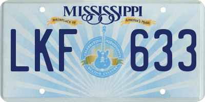 MS license plate LKF633