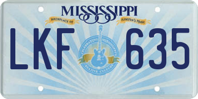 MS license plate LKF635