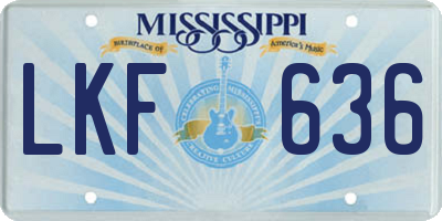 MS license plate LKF636
