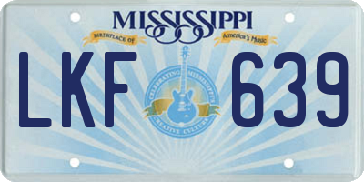 MS license plate LKF639