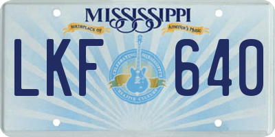 MS license plate LKF640