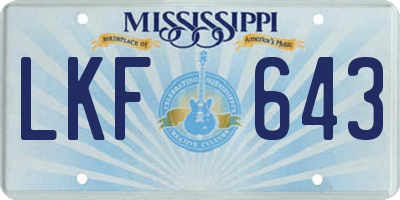 MS license plate LKF643