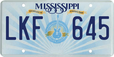 MS license plate LKF645