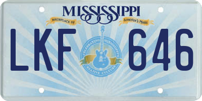 MS license plate LKF646