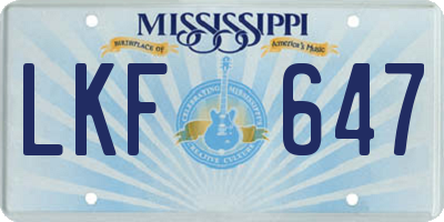 MS license plate LKF647