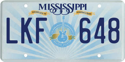 MS license plate LKF648